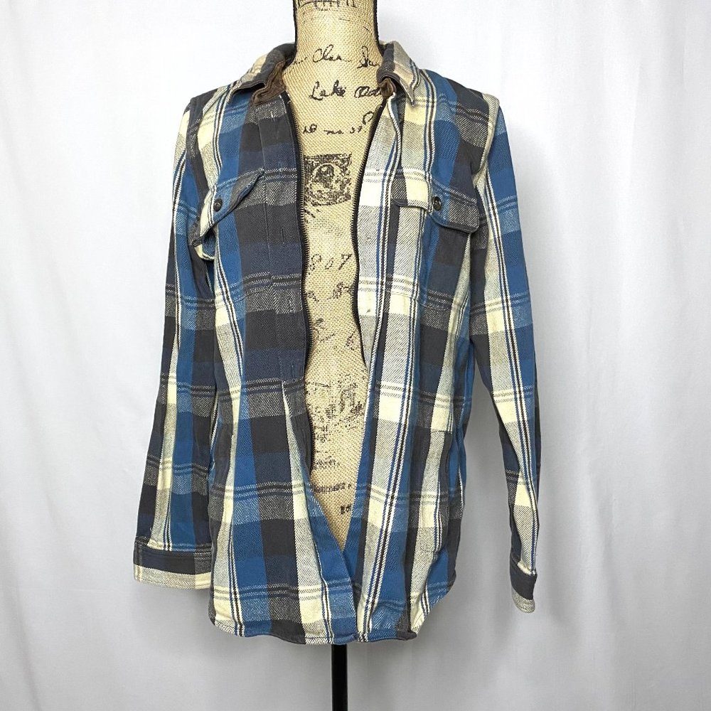 Elizabeth and James Blue Plaid Zip Up Jacket